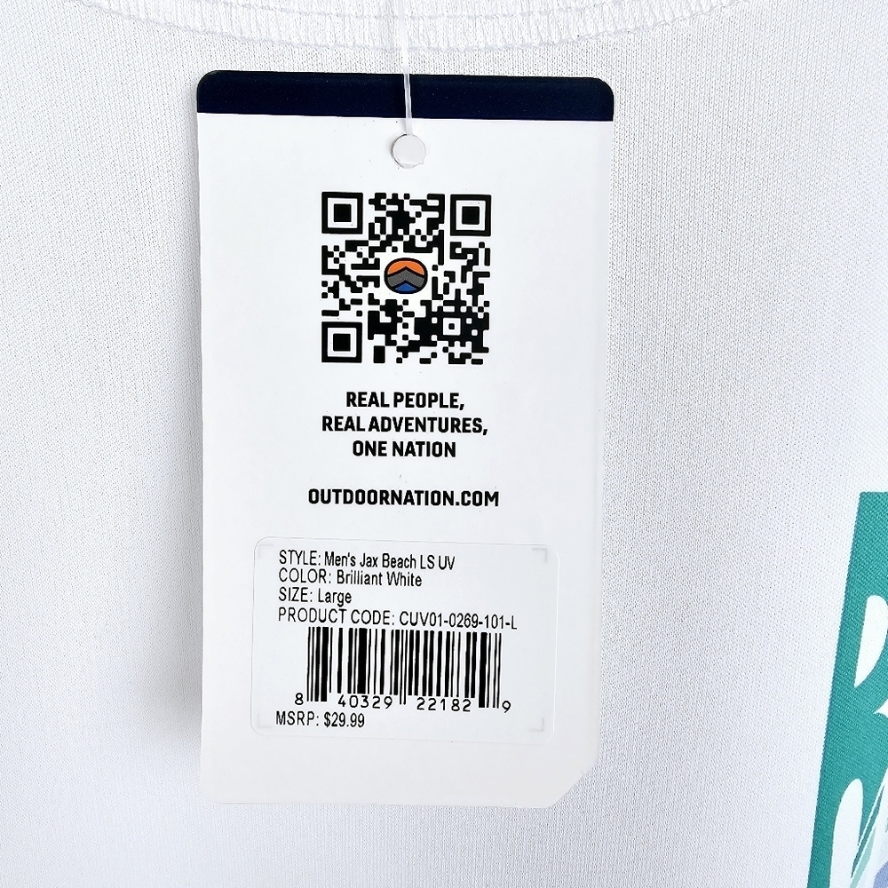 REEL Life White & Blue Jax Beach Shirt NWT - Picture 7 of 8